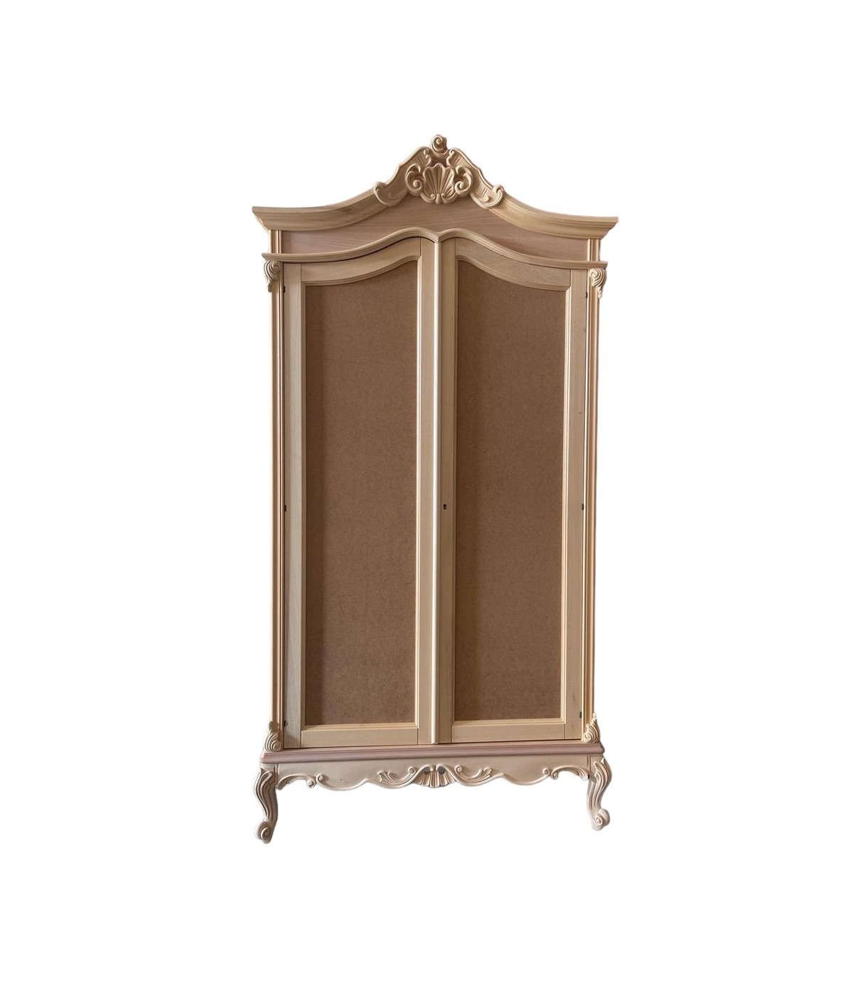 MOBILI 2G - Armadio 2 porte classico barocco Legno grezzo 114x63x214 vista frontale