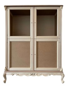 MOBILI 2G - Credenza 2 porte 2 cassetti classica barocco Legno grezzo 142x55x180 vista frontale