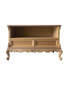 MOBILI 2G - Porta tv 2 cassetti classico barocco Legno grezzo 118x46x76 vista frontale