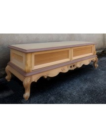 MOBILI 2G - Porta tv 2 cassetti classico barocco Legno grezzo 118x46x51 vista frontale
