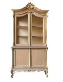 MOBILI 2G - Cristalliera 2 porte classica barocco Legno grezzo 120x56x226 vista frontale