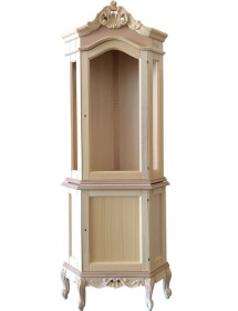 MOBILI 2G - Vetrina ad angolo 2 ante classica barocco Legno grezzo 89x62x225 vista frontale