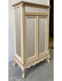 MOBILI 2G - Scarpiera 2 porte 1 cassetto classica barocco Legno grezzo 87x48x148 vista frontale