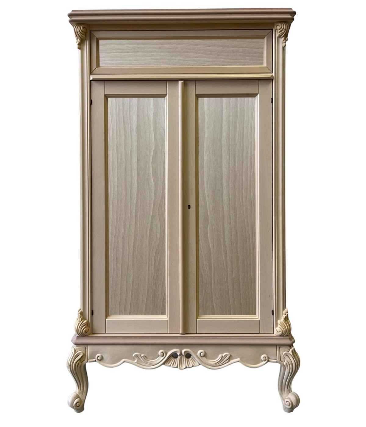 MOBILI 2G - Scarpiera 2 porte 1 cassetto classica barocco Legno grezzo 87x48x148 vista frontale