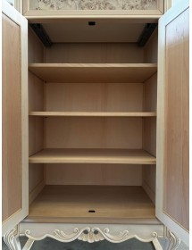 MOBILI 2G - Scarpiera 2 porte 1 cassetto classica barocco Legno grezzo 87x48x148 vista frontale interno
