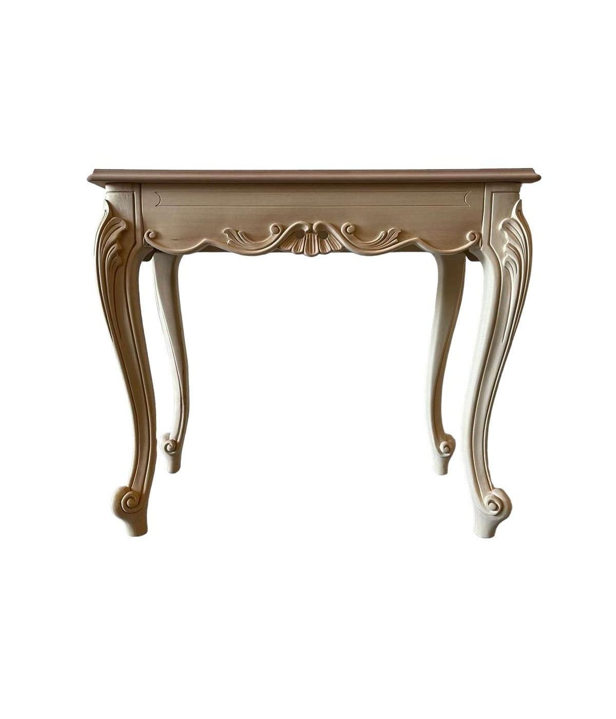 MOBILI 2G - Consolle classica barocco Legno grezzo 90x42x80 vista frontale