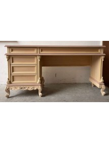 MOBILI 2G - scrivania toilette 5 cassetti classica barocco Legno grezzo 162x42x82 vista frontale