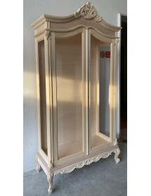 MOBILI 2G - Vetrina 2 ante classica barocco Legno grezzo 114x46x214 vista frontale