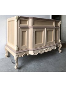 MOBILI 2G - Mobile Bagno classico barocco Legno grezzo 130x60x82 vista frontale