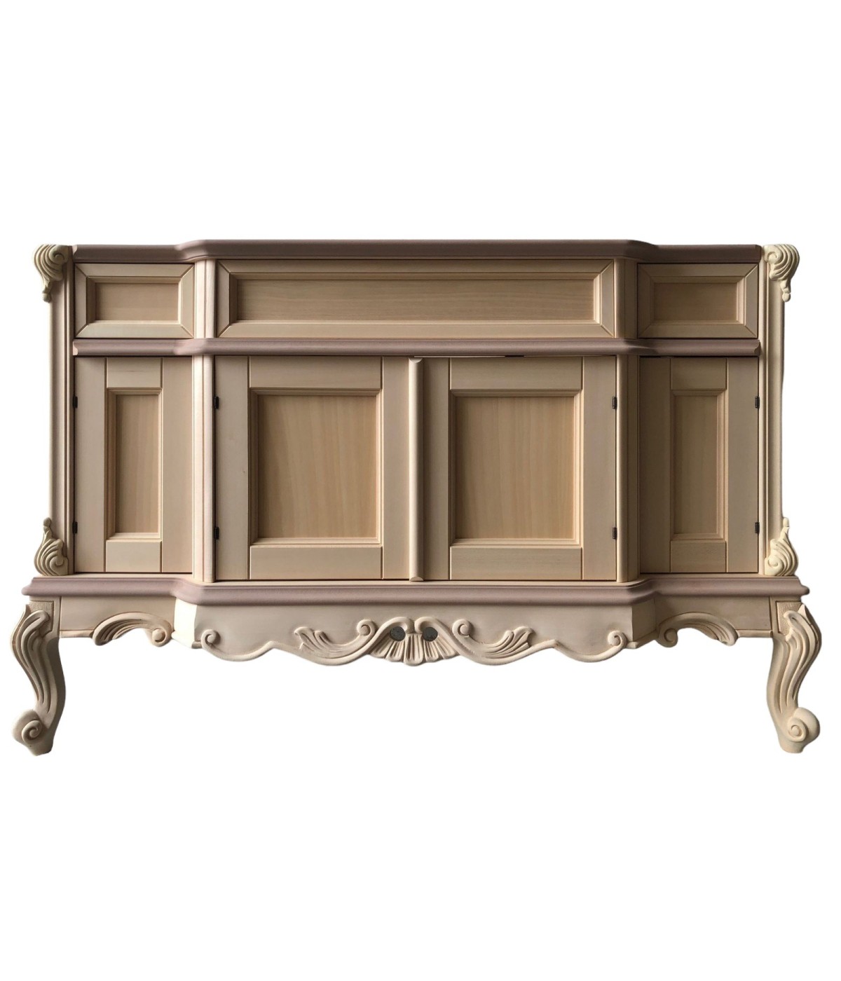 MOBILI 2G - Mobile Bagno classico barocco Legno grezzo 130x60x82 vista frontale