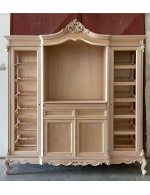 MOBILI 2G - Cantinetta porta bottiglie classica barocco Legno grezzo 215x63x236 vista frontale