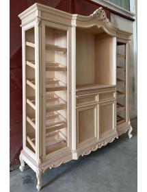 MOBILI 2G - Cantinetta porta bottiglie classica barocco Legno grezzo 215x63x236 vista frontale