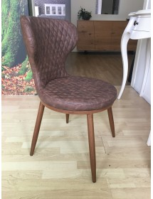 MOBILI 2G - Set 4 Sedie Moderne Ecopelle colore cuoio Rombi 46X84X56 vista laterale