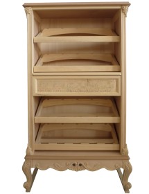 MOBILI 2G - Cantinetta porta bottiglie classica barocco Legno grezzo 87x48x149 vista frontale