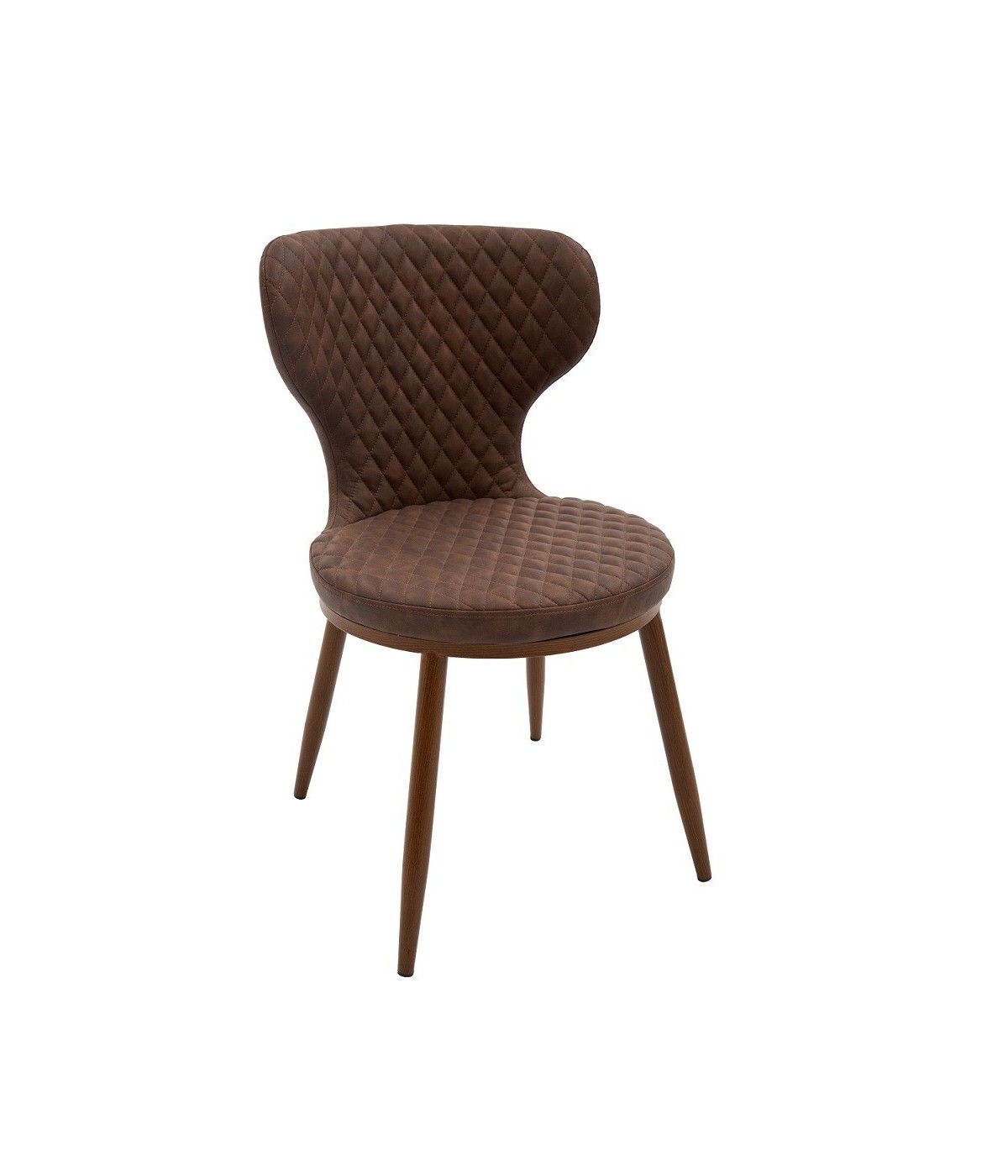 MOBILI 2G - Set 4 Sedie Moderne Ecopelle colore cuoio Rombi 46X84X56 vista frontale