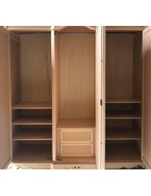 MOBILI 2G - Armadio 3 porte classico barocco Legno grezzo 193x73x230 vista frontale