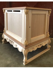 MOBILI 2G - Casetta per cani classica barocco Legno grezzo 58x80x70 vista frontale
