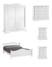 MOBILI 2G - Camera da letto matrimoniale completa shabby chic bianco vista frontale