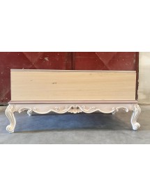 MOBILI 2G - Panca scendiletto contenitore classico barocco Legno grezzo 120x60x55 vista frontale