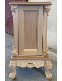 MOBILI 2G - Porta vasi credenzina classico barocco Legno grezzo 41x41x70 vista frontale