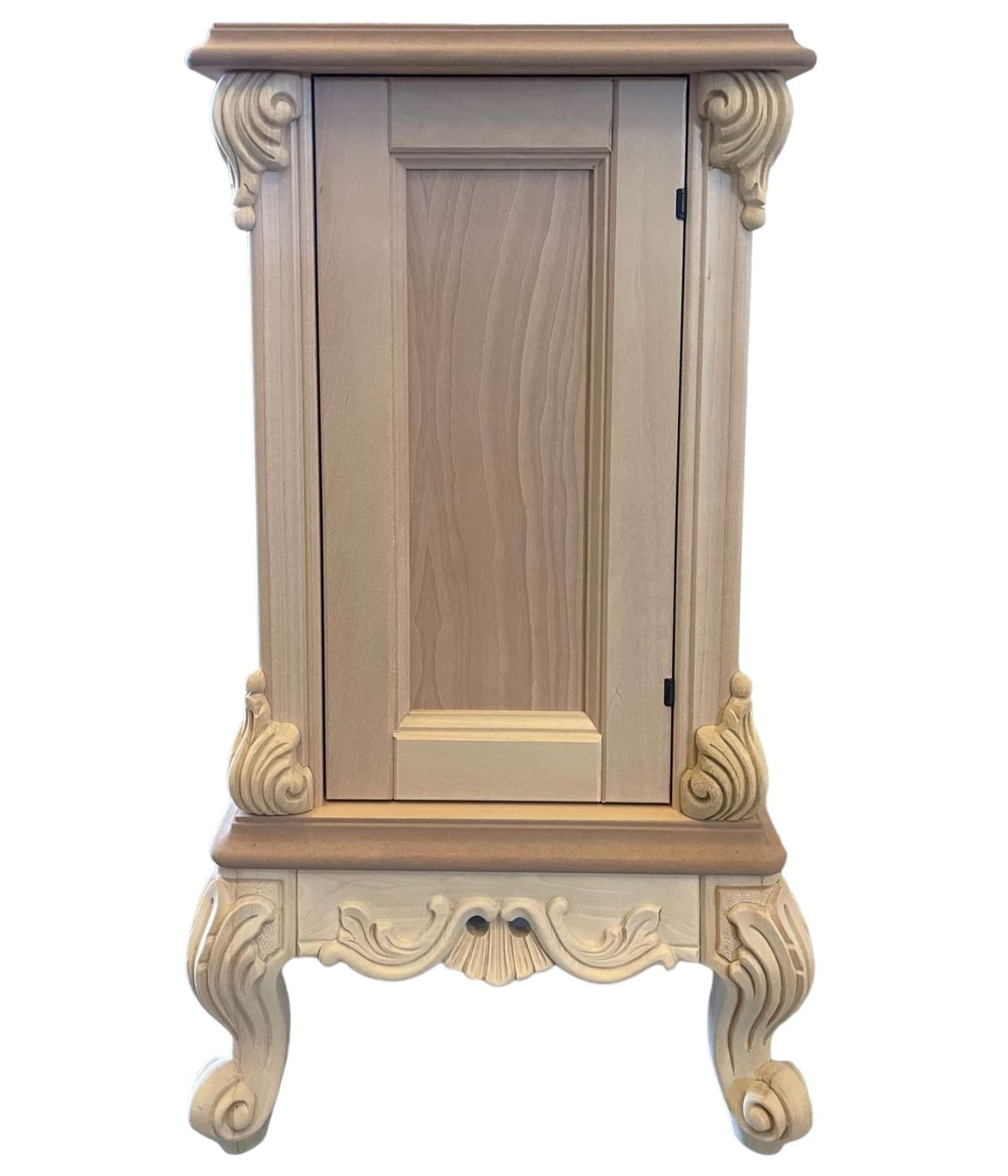 MOBILI 2G - Porta vasi credenzina classico barocco Legno grezzo 41x41x70 vista frontale