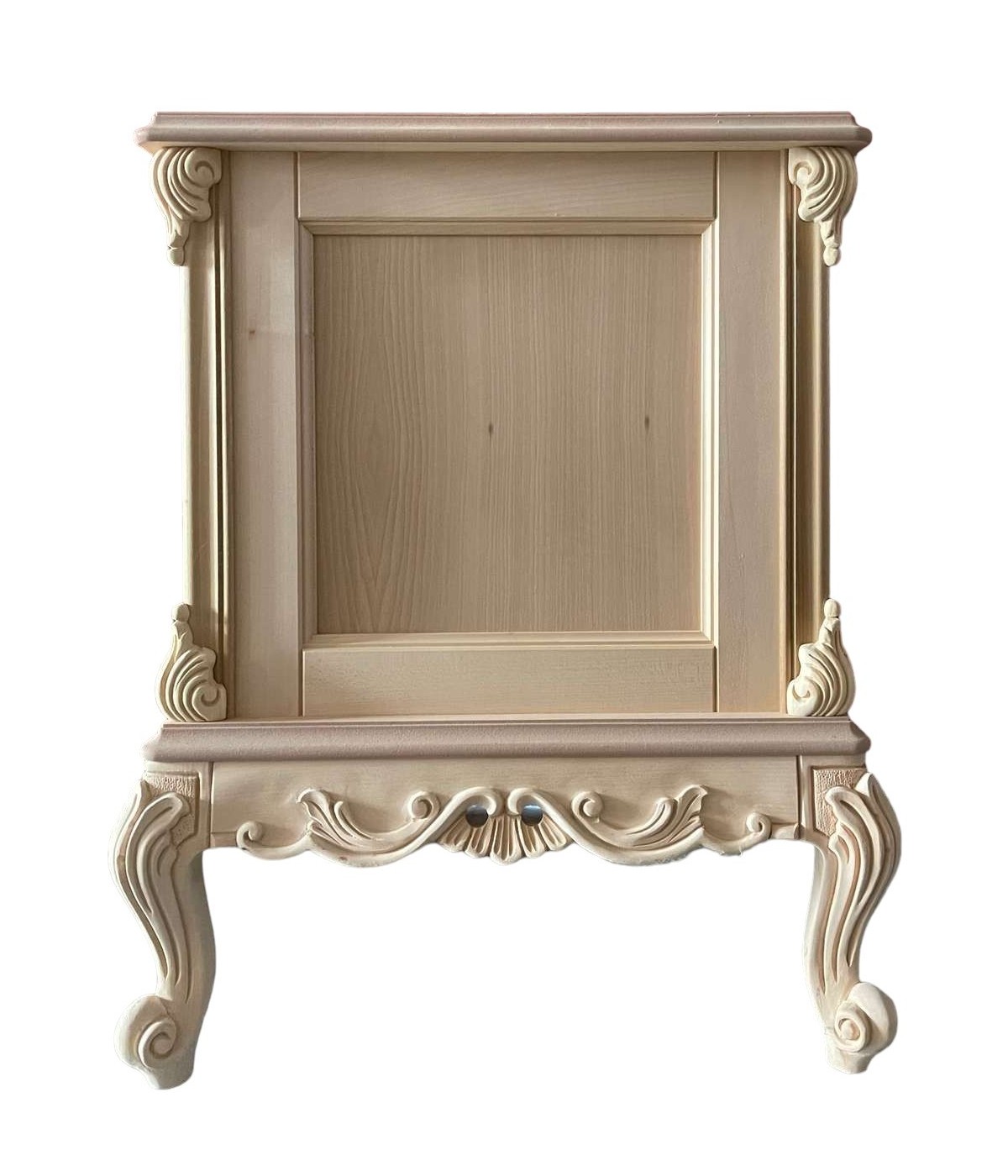 MOBILI 2G - Fioriera quadrata classica barocco Legno grezzo 62x62x76