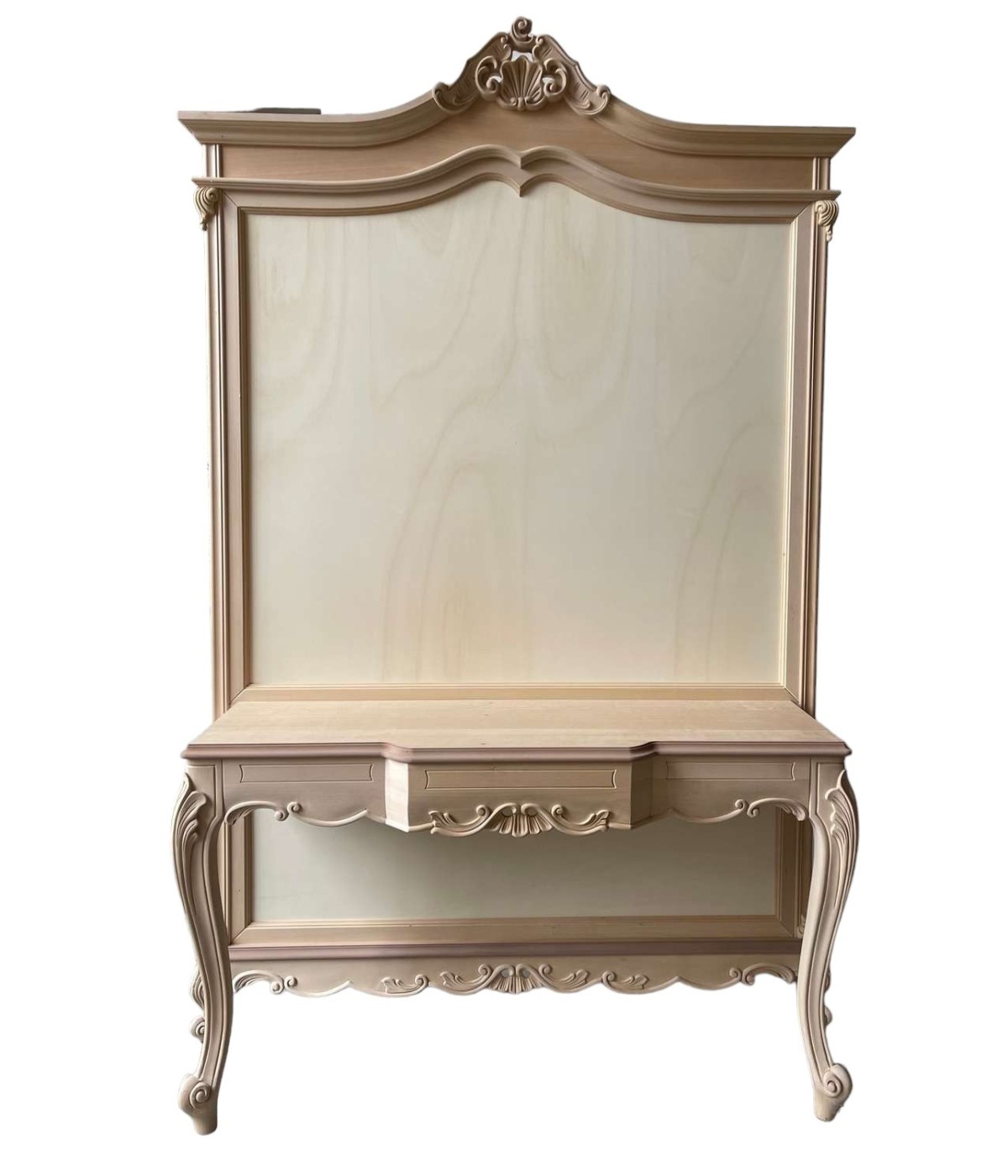 MOBILI 2G - Pannello ingresso con consolle classico barocco Legno grezzo 151x46x230 vista frontale