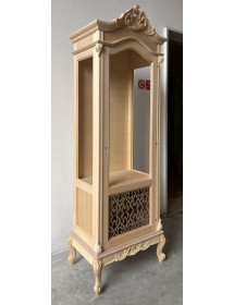 MOBILI 2G - Vetrina 1 anta classica barocco Legno grezzo incisa 72x46x214 VISTA FRONTALE