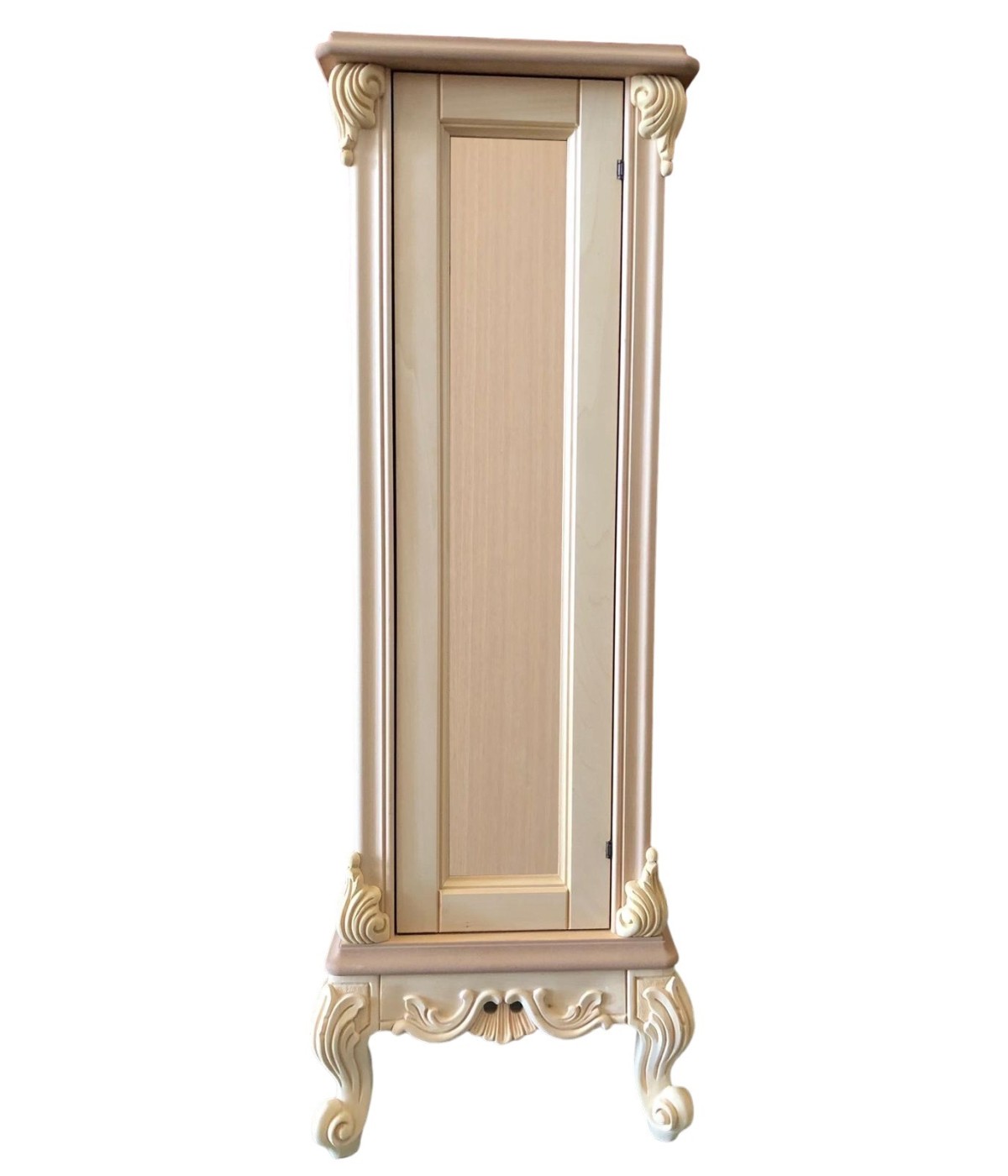 MOBILI 2G - Porta vasi credenzina classico barocco Legno grezzo 41x41x110 vista frontale