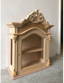 MOBILI 2G - Pensile classico barocco Legno grezzo 66x30x86 vista frontale