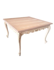 MOBILI 2G - Tavolo quadrato fisso classico barocco Legno grezzo 120x120x80 vista frontale