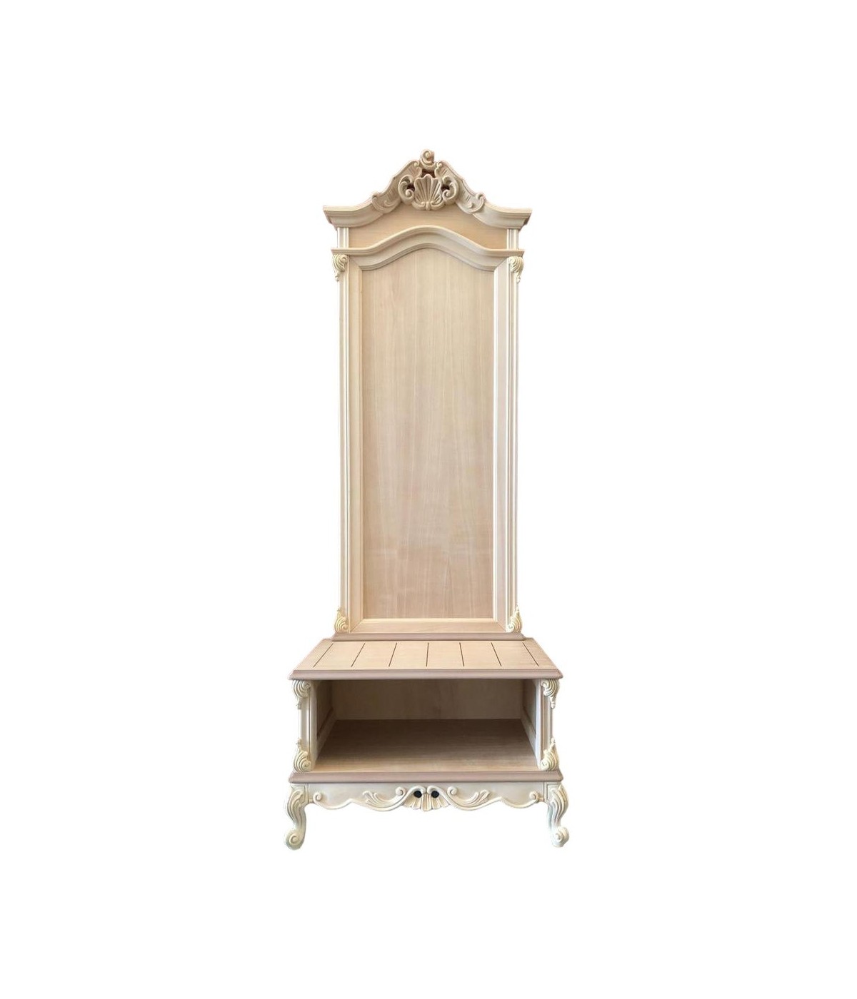 MOBILI 2G - Porta valigie con Pannello classico barocco Legno grezzo 82x51x221 vista frontale