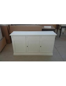 MOBILI 2G - Set 2 credenze classiche legno shabby chic bianco opaco vista frontale