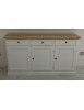 MOBILI 2G - Composizione soggiorno 1 tavolo 4 sedie 1 credenza legno shabby bicolore VISTA FRONTALE