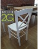 MOBILI 2G - Composizione soggiorno 1 tavolo 4 sedie 1 credenza legno shabby bicolore VISTA FRONTALE