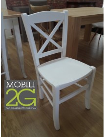 MOBILI 2G - Composizione soggiorno 1 tavolo 4 sedie 1 credenza legno shabby bicolore VISTA FRONTALE