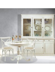 MOBILI 2G - Soggiorno classico legno shabby chic bianco opaco vista frontale