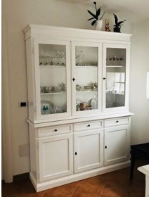 MOBILI 2G - Soggiorno classico legno shabby chic bianco opaco vista frontale