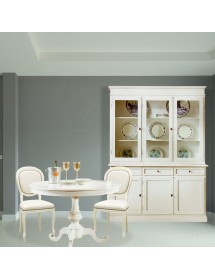 MOBILI 2G - Soggiorno classico legno shabby chic bianco opaco vista frontale