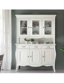 MOBILI 2G - Soggiorno classico legno shabby chic bianco opaco vista frontale