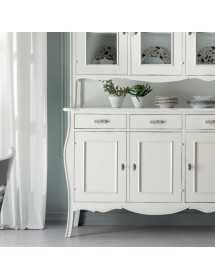 MOBILI 2G - Soggiorno classico legno shabby chic bianco opaco vista frontale