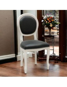 Sedia shabby legno imbottita ecopelle nera 50x47x100