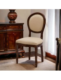 Sedia classica legno imbottita ecopelle beige 50x47x100