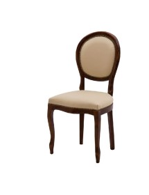Sedia classica legno imbottita ecopelle beige 50x47x100