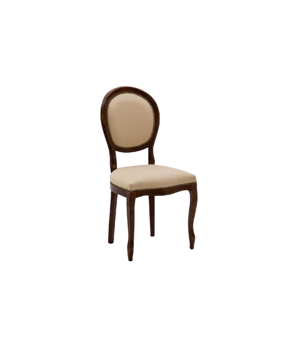 Sedia classica legno tinta noce imbottita ecopelle 50x47x100