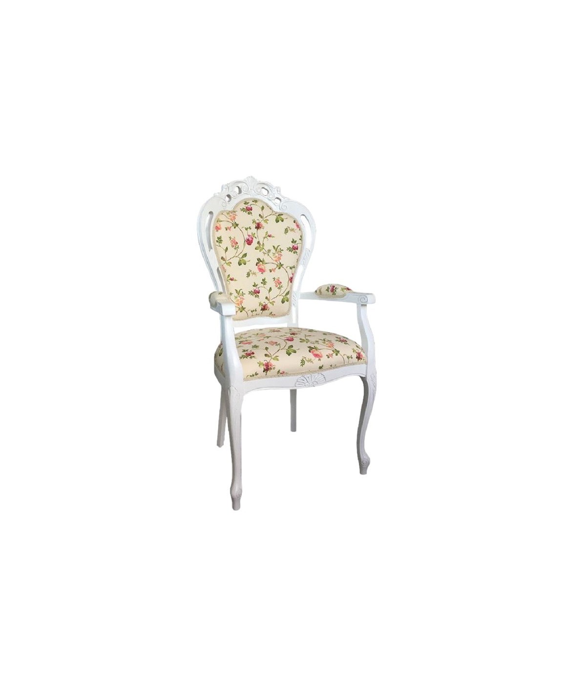 MOBILI 2G - Capotavola shabby legno imbottito raso floreale 60x55x110 vista frontale