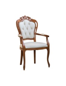 MOBILI 2G - Capotavola classico legno ciliegio capitoneè  ecopelle beige 60x55x110 vista frontale