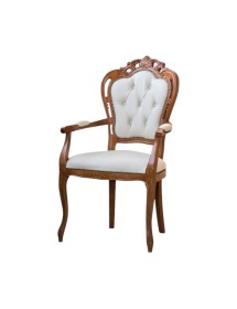 MOBILI 2G - Capotavola classico legno ciliegio capitoneè  ecopelle beige 60x55x110 vista frontale