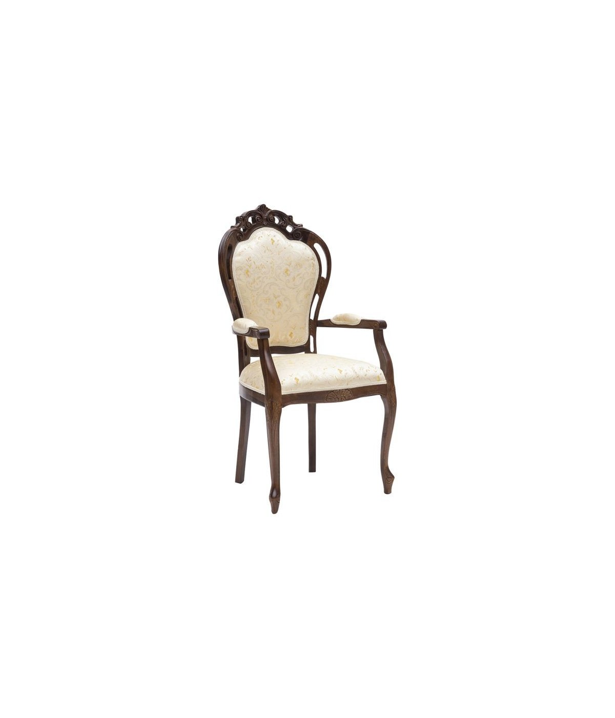 MOBILI 2G - Capotavola classico legno noce tessuto beige fantasia 60x55x110 VISTA FRONTALE