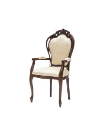 MOBILI 2G - Capotavola classico legno noce tessuto beige fantasia 60x55x110 VISTA FRONTALE